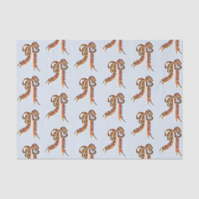 Watercolor Christmas Plaid Bows Tissue Paper (Front)