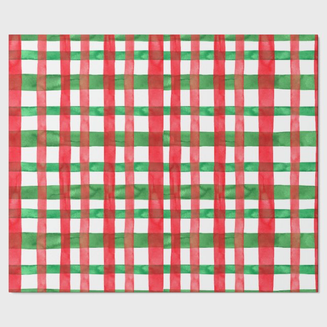 Watercolor Christmas plaid Wrapping Paper (Seam)
