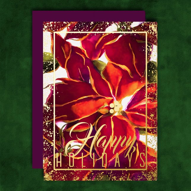 Watercolor Christmas Poinsettia Burgundy Plum (Creator Uploaded)