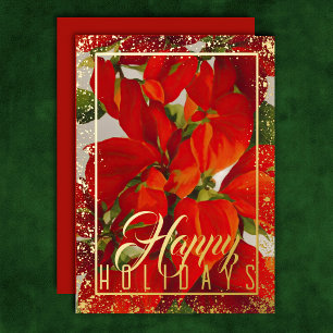 Watercolor Christmas Poinsettia Red
