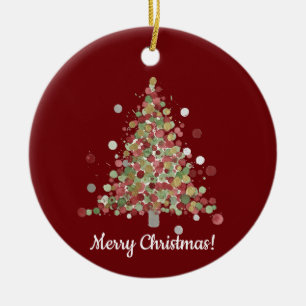 Watercolor Christmas Polka Dot Tree Ceramic Tree Decoration