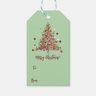 Watercolor Christmas Polka Dot Tree To & From Gift Tags