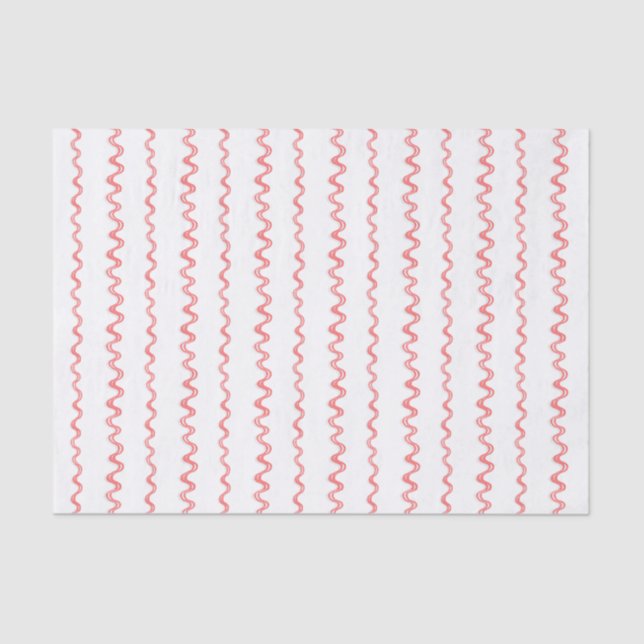Watercolor Christmas Red Ribbon Stripes Tissue Paper (Front)