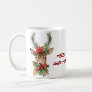Watercolor Christmas Reindeer Coffee Mug