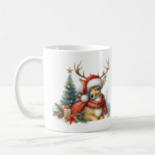 Watercolor Christmas Reindeer Coffee Mug