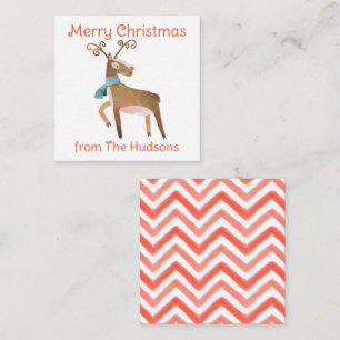 Watercolor Christmas Reindeer Gift Enclosure Card