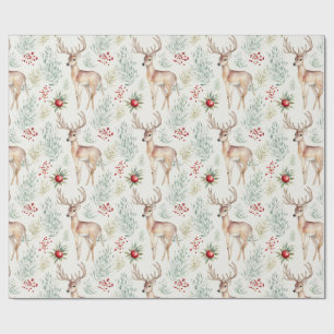Watercolor Christmas Reindeer Wrapping Paper