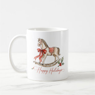Watercolor Christmas Rocking Horse Coffee Mug