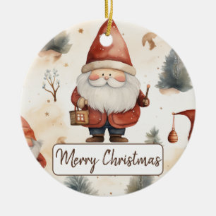Watercolor Christmas Santa Claus 2 -  Ceramic Tree Decoration
