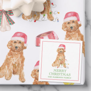 Watercolor Christmas Santa Dog Gift Enclosure Card