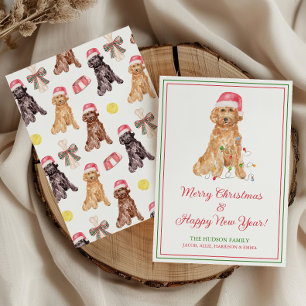 Watercolor Christmas Santa Dog Holiday Card