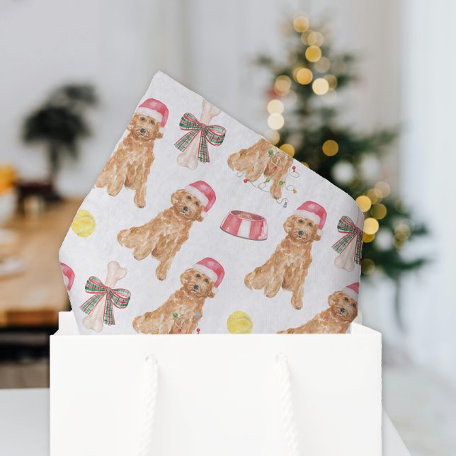 Watercolor Christmas Santa Dogs Tissue Paper (Creator Uploaded)