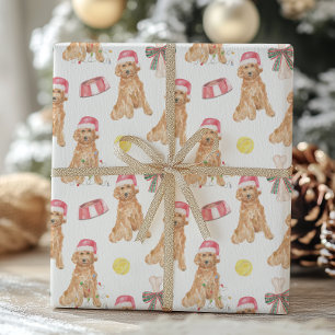 Watercolor Christmas Santa Dogs Wrapping Paper