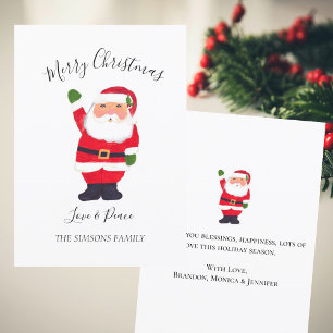 Watercolor Christmas Santa Merry and bright Holiday Card