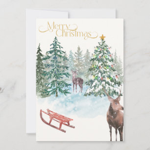 Watercolor Christmas Scene Non-Photo Card
