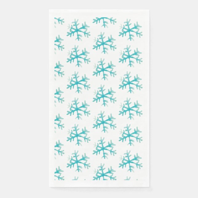 Watercolor Christmas Snowflakes Painted Pattern  Napkin (Front)