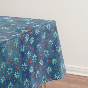 Watercolor Christmas Snowflakes Pattern Tablecloth