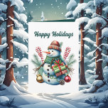 Watercolor Christmas snowman add text  Card<br><div class="desc">Watercolor Christmas snowman add text Card</div>