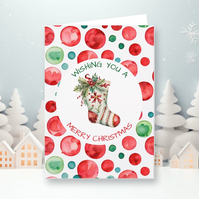  Watercolor Christmas Stocking Personalised Card (Creator Uploaded)