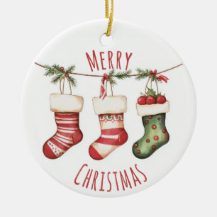 Watercolor Christmas Stockings Ornament
