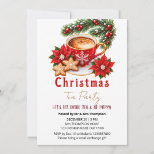 Watercolor Christmas Tea Party Invitation Template