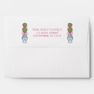 Watercolor Christmas Topiary Personalised Envelope
