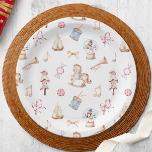 Watercolor Christmas Toys and Sweets Paper Plate