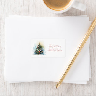 Watercolor Christmas Tree address Label