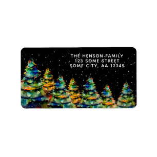 Watercolor Christmas Tree Artistic Holiday Address Label