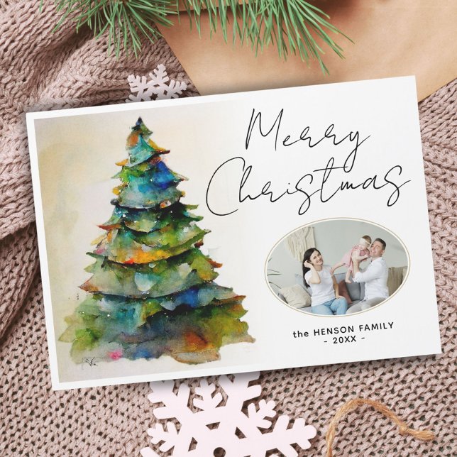 Watercolor Christmas Tree Artistic Photo Magnet (Creator Uploaded)