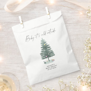 Watercolor Christmas tree baby shower Favour Bags