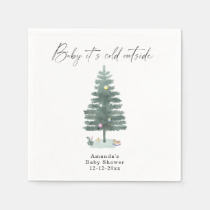 Watercolor Christmas tree baby shower Napkin