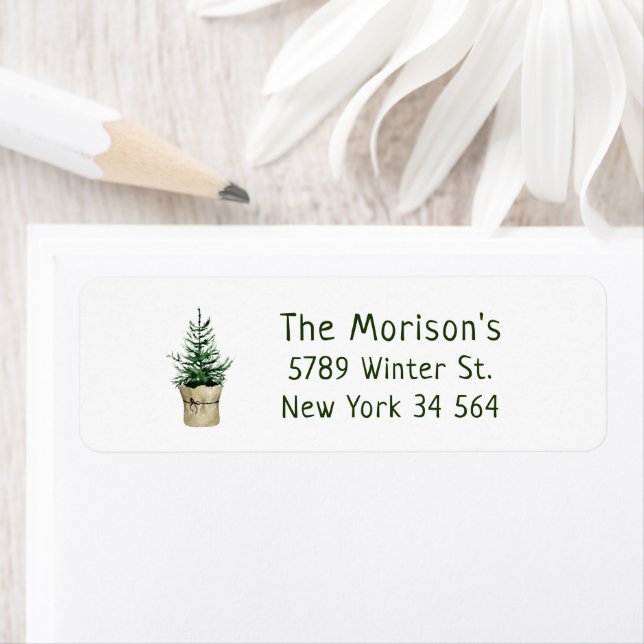 Watercolor Christmas tree boho style Label (Insitu)