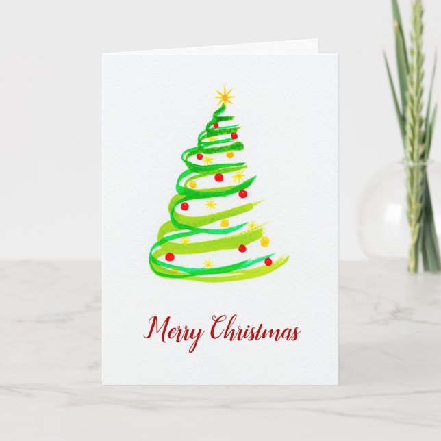 Watercolor Christmas Tree Card (Front)