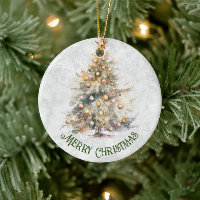 Watercolor Christmas Tree  Ceramic Tree Decoration (Tree)
