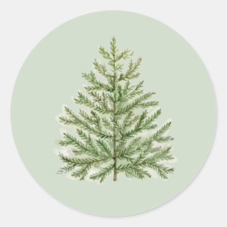 Watercolor Christmas Tree  Classic Round Sticker