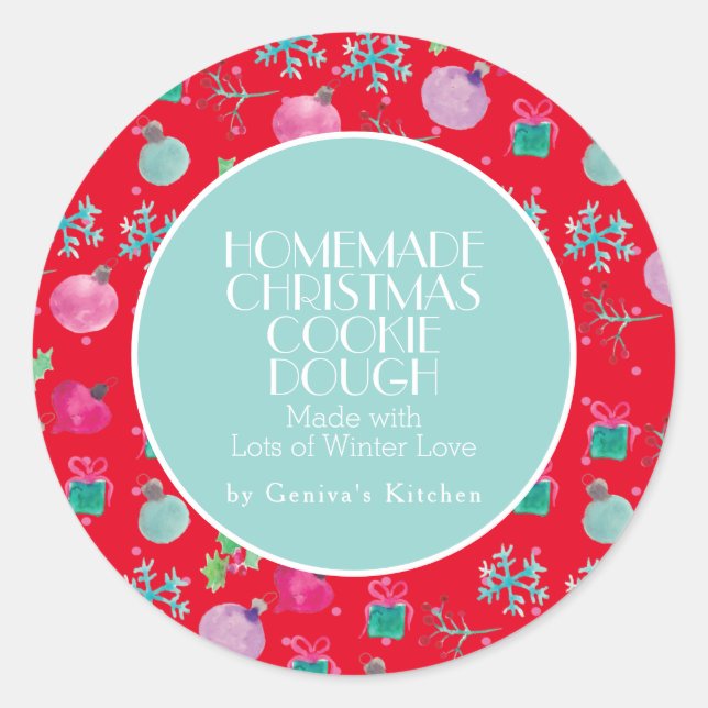 Watercolor Christmas Tree Cookie Dough Homemade Classic Round Sticker (Front)