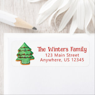 Watercolor Christmas Tree Cookie Return Address