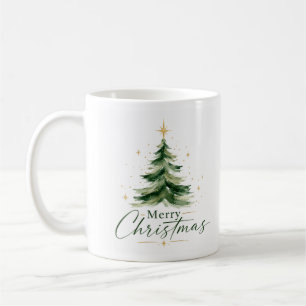 Watercolor Christmas Tree Elegant Merry Christmas Coffee Mug