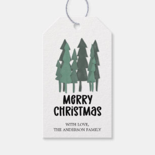 Watercolor Christmas tree Elegant Modern Christmas Gift Tags
