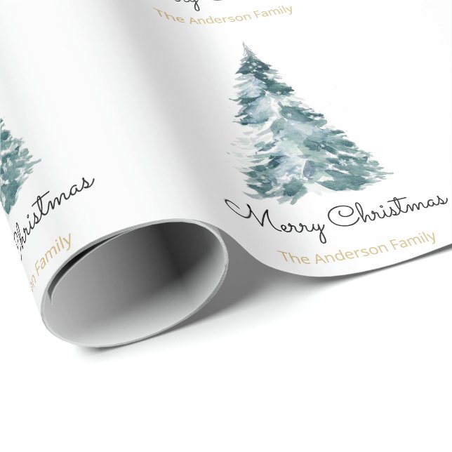 Watercolor Christmas tree elegant whimsical Wrapping Paper (Roll Corner)