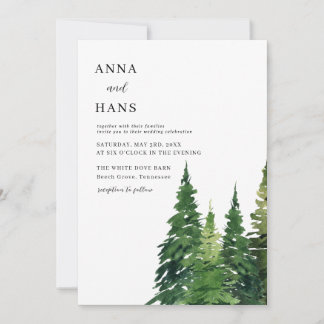 Watercolor Christmas Tree Festive Wedding Invitation