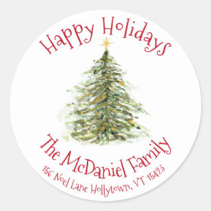 Watercolor Christmas Tree Gift Tag