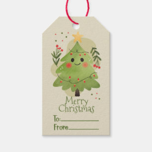 Watercolor Christmas Tree Gift Tag
