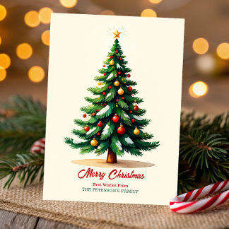 Watercolor Christmas Tree Greeting Card
