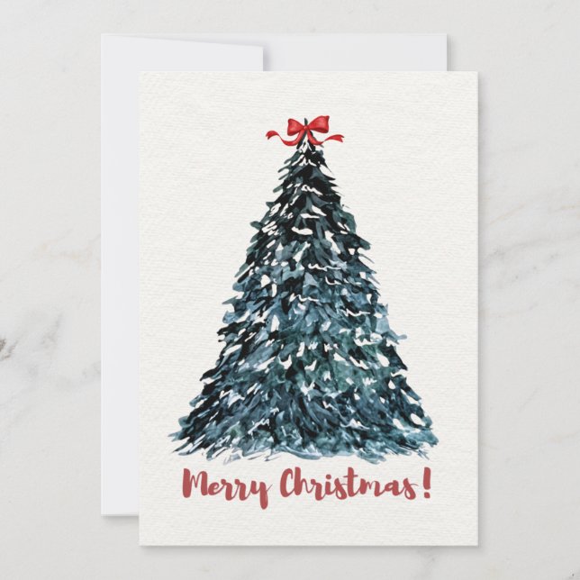 Watercolor Christmas Tree Greeting Card  Elegant  (Front)