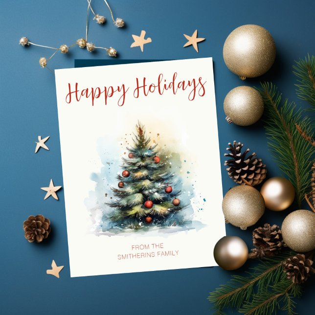 Watercolor Christmas Tree Holiday Card (Creator Uploaded)