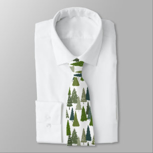 Watercolor Christmas Tree Holiday Pattern Tie