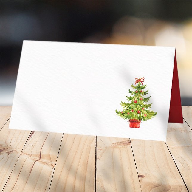 Watercolor Christmas Tree | Holiday Place Card (Creator Uploaded)