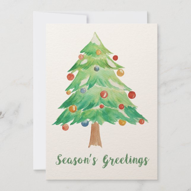 Watercolor Christmas Tree holidays card (Front)
